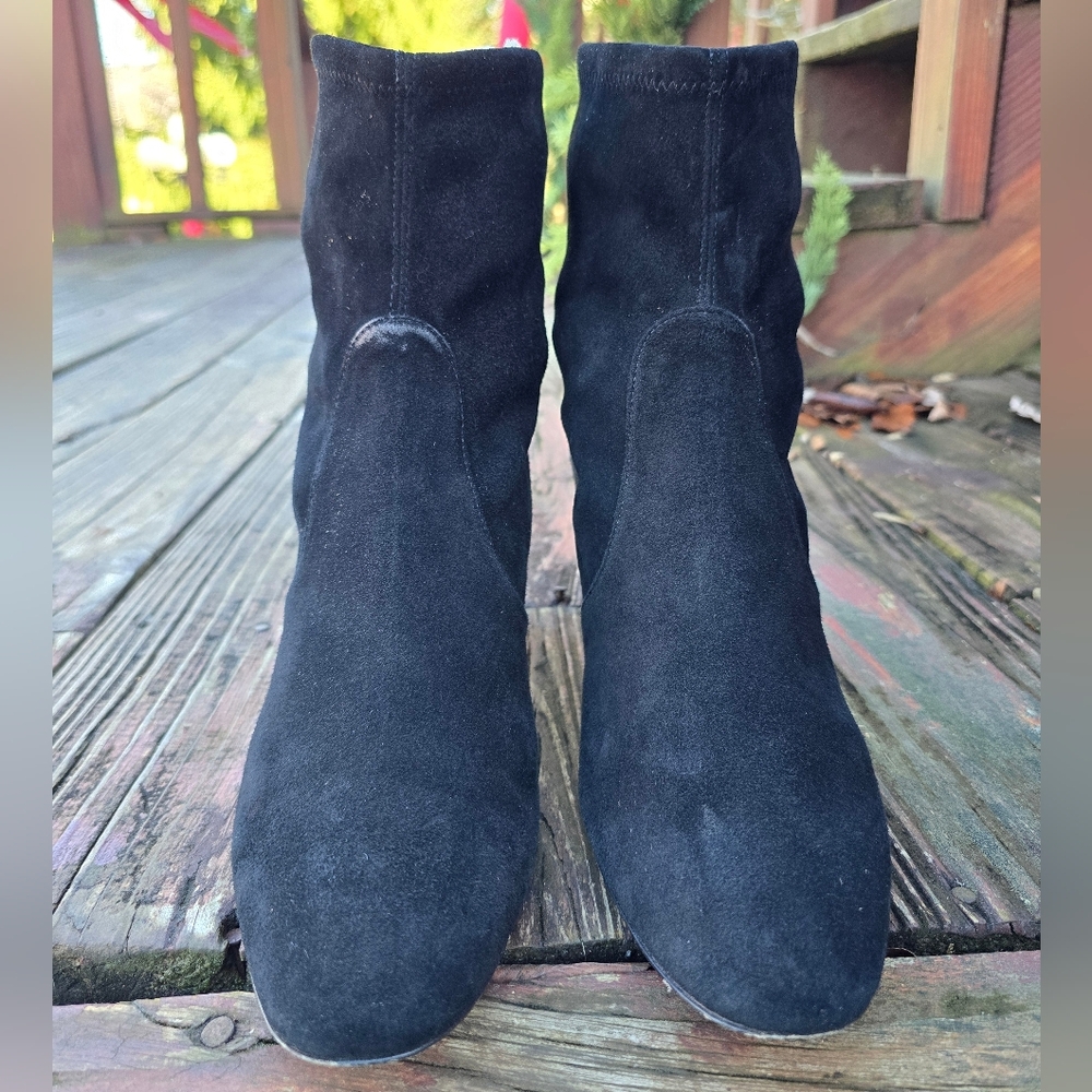 Stuart Weitzman, Sofia Sock Bootie, Black Suede, … - image 2